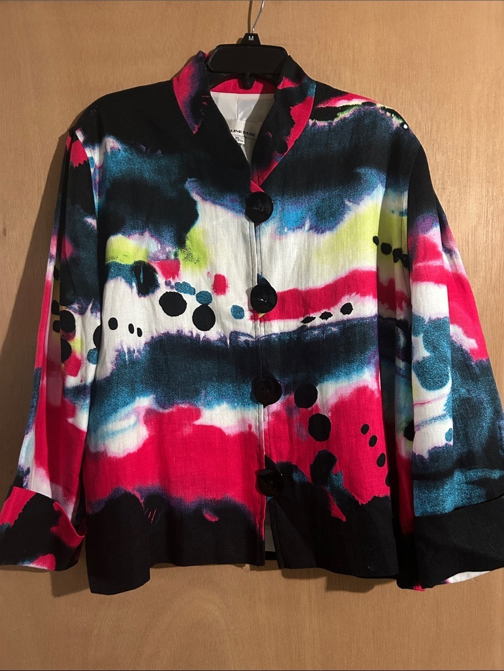 Caroline Rose Abstract Watercolor Print Button-Front Jacket